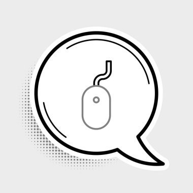 Bilgisayar faresi simgesi gri arkaplanda izole edildi. Tekerlek sembollü optik. Renkli taslak konsepti. Vektör