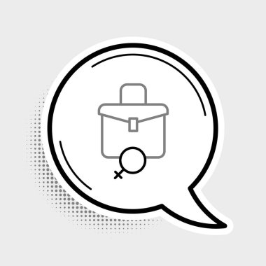 Gri arka planda izole edilmiş kadın simgesi için çizgi çalışması. İş kadını işi. Renkli taslak konsepti. Vektör