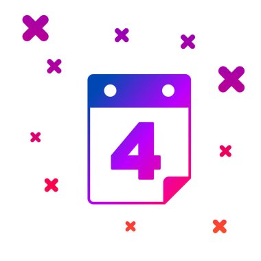 Beyaz arkaplanda 4 Temmuz simgesine sahip Renk Günü takvimi izole edildi. ABD Bağımsızlık Günü. 4 Temmuz. Kademeli rastgele dinamik şekiller. Vektör