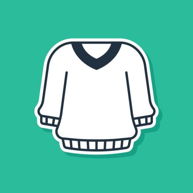 Yeşil arkaplanda mavi süveter simgesi izole edildi. Kazak ikonu. Kazak tabelası. Vektör