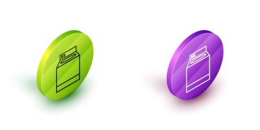 Isometric line Washer icon isolated on white background. Washing machine icon. Clothes washer - laundry machine. Home appliance symbol. Green and purple circle buttons. Vector