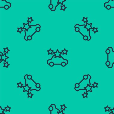 Mavi çizgi araba paylaşım ikonu yeşil arka planda izole edilmiş kusursuz desen. Araba paylaşım tabelası. Nakliye hizmeti konsepti. Vektör