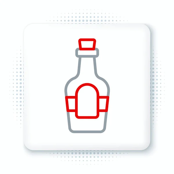 Линия Алкоголь Пить Ром Бутылку Значок Изолирован Белом Фоне Красочная — стоковый вектор