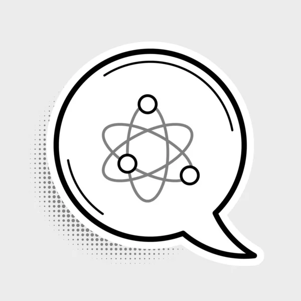 Εικονίδιο Άτομ Γραμμής Απομονωμένο Γκρι Φόντο Σύμβολο Επιστήμης Εκπαίδευσης Πυρηνικής — Διανυσματικό Αρχείο