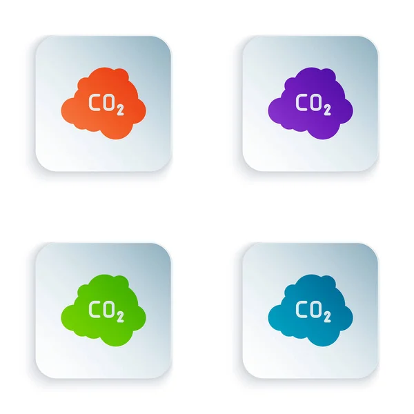 Kolor Emisji Co2 Ikonie Chmury Izolowane Białym Tle Formuła Dwutlenku — Wektor stockowy