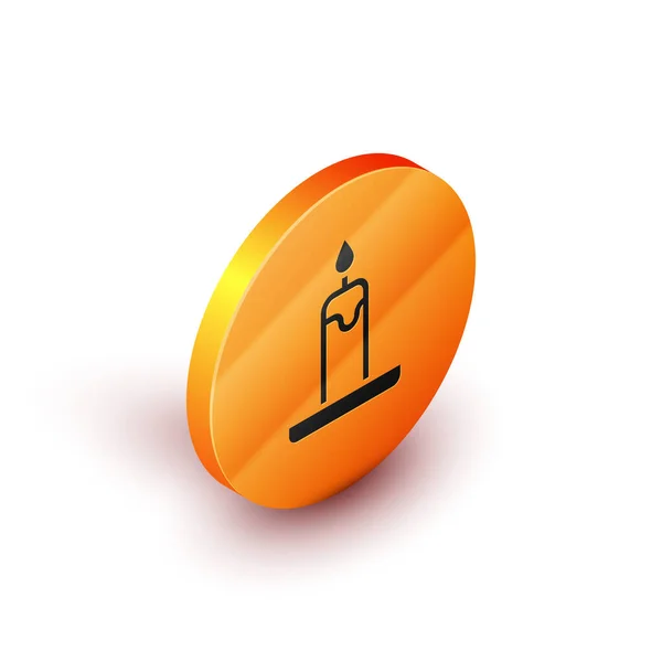 Isometric Burning Candle Candlestick Icon Isolated White Background Cylindrical Candle — Stock Vector