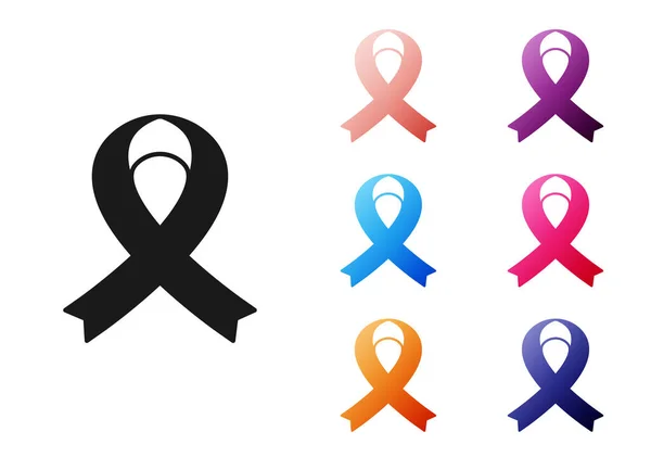 Black Awareness Ribbon Icon Isolated White Background Public Awareness Disability — Stock Vector