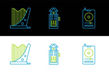 Müzik çalar, Harp ve Mikrofon simgesini ayarla. Vektör