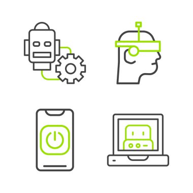 Robot oluşturuluyor, telefondan, akıllı gözlüklerden ve robot simgesinden vazgeçiliyor. Vektör