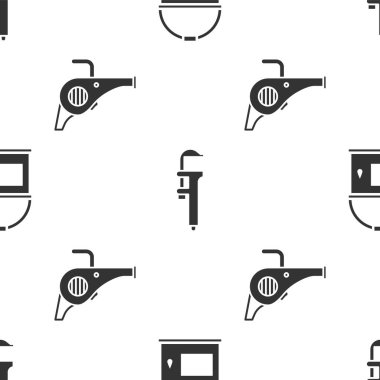 Boya kovası, Calliper veya kalibre ve ölçek ve Yaprak bahçe üfleyicisini pürüzsüz desene ayarlayın. Vektör.