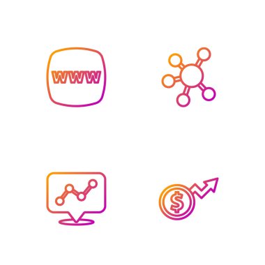 Finansal büyüme doları, grafik grafiksel bilgi grafiği, web sitesi şablonu ve proje ekip tabanı ayarla. Renk simgeleri. Vektör