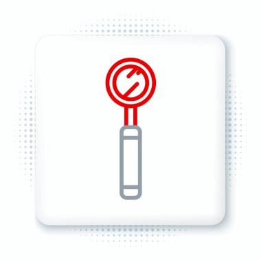 Beyaz arkaplanda çizgi kontrol aynası simgesi izole edildi. Diş muayenesi. Renkli taslak konsepti. Vektör.