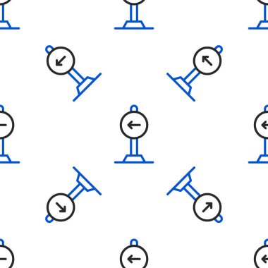 Çizgi trafik işareti sola dön dikkat simgesi beyaz arkaplanda izole edilmiş kusursuz desen. Trafik kuralları ve güvenli sürüş. Renkli taslak konsepti. Vektör
