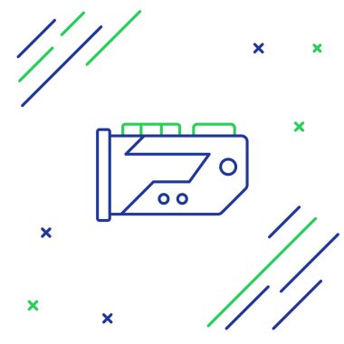 Çizgi Video grafik kartı simgesi beyaz arkaplanda izole edildi. Renkli taslak konsepti. Vektör