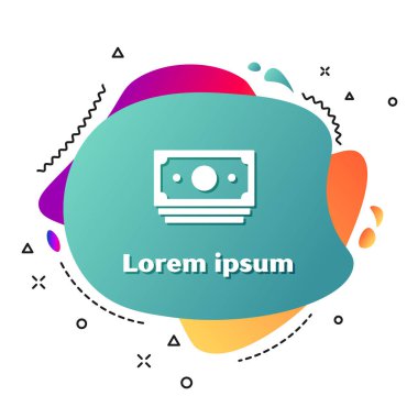 White Stacks kağıt para para ikonu beyaz arka planda izole. Para desteleri. Para birimi. Sıvı şekilli soyut pankart. Vektör.