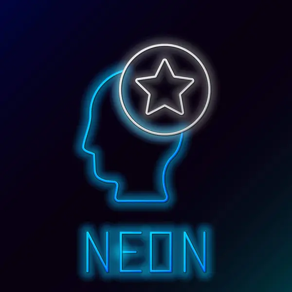 Icona Luminosa Neon Usa Head Isolata Sfondo Nero Stati Uniti — Vettoriale Stock