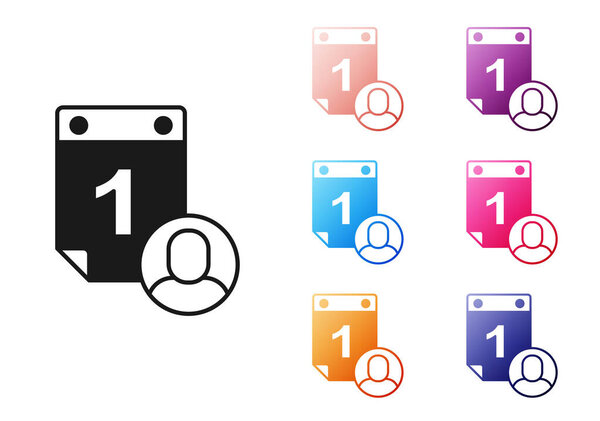 Black Time management icon isolated on white background. Productivity symbol. Set icons colorful. Vector.