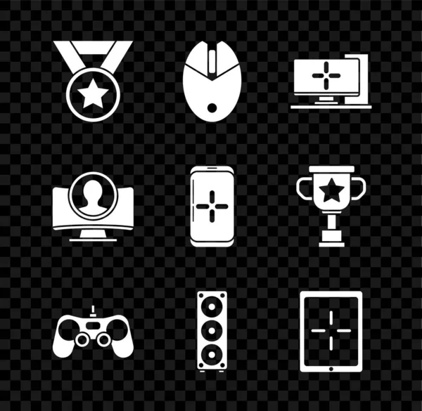 Ορισμός Μετάλλιο Ποντίκι Υπολογιστή Παιχνιδιού Οθόνη Gamepad Στερεοφωνικό Ηχείο Tablet — Διανυσματικό Αρχείο