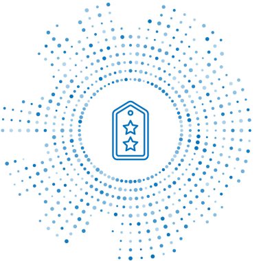 Mavi çizgi askeri rütbe simgesi beyaz arka planda izole edildi. Askeri rozet işareti. Soyut çember rastgele noktalar. Vektör.