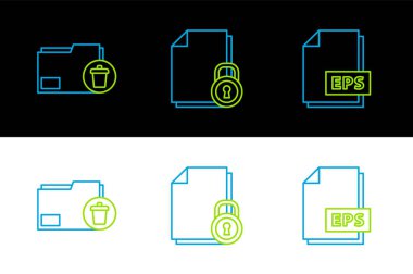 Satır EPS dosya belgesini ayarla, dizini ve Belgeyi sil ve simgeyi kilitle. Vektör