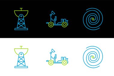 Kara delik, uydu anteni ve Mars gezgin simgesini ayarla. Vektör