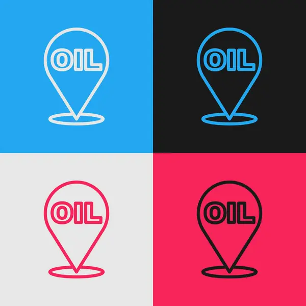 Pop Art Line Refill Petrol Fuel Location Icon Isolated Color — Stock Vector