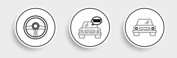 Establecer Línea Coches Volante Taxi Icono Del Coche Vector — Vector de stock