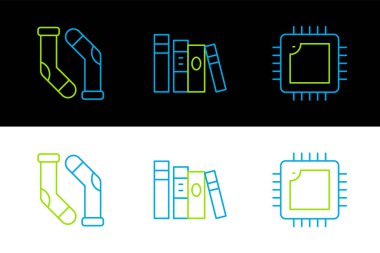 İşlemci, Çorap ve Kitap simgesi ile satır işlemcisini ayarla. Vektör