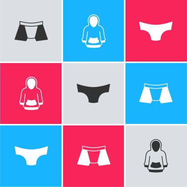 Erkek iç çamaşırı, kapüşonlu ve ikonlu. Vektör