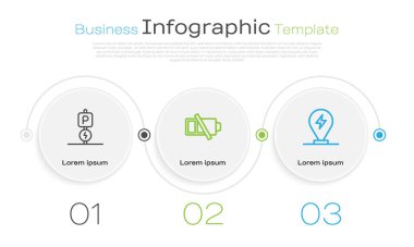 Hattı şarj eden elektrikli araba, pili az ve... Ticari bilgi şablonu. Vektör