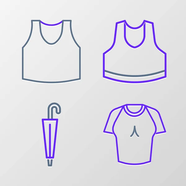 Set Line Shirt Umbrella Undershirt Icon Vector — Stock Vector