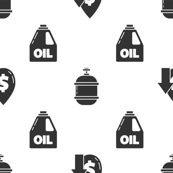Установите Повышение Цен Нефть Пропановый Бензобак Канистру Машинного Масла Бесшовной — стоковый вектор