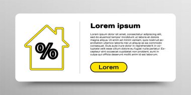 Beyaz arkaplanda izole edilmiş indirimli etiket simgesine sahip Satır Evi. Evin yüzdesi tabela fiyatı. Emlak evi. Renkli taslak konsepti. Vektör.