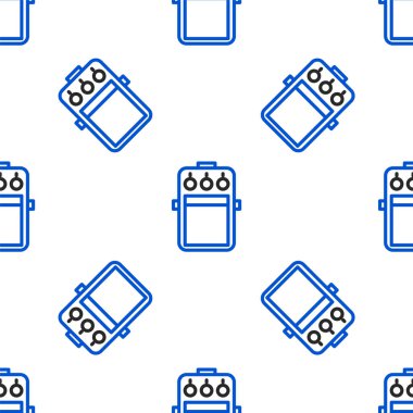 Line Guitar pedal simgesi beyaz arka planda izole edilmiş kusursuz desen. Müzik aletleri. Renkli taslak konsepti. Vektör.