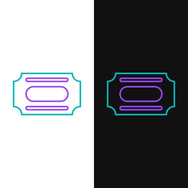 Line Circus ticket icon isolated on white and black background. Amusement park. Colorful outline concept. Vector.