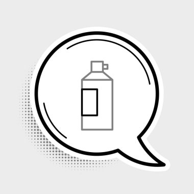 Gri arka planda izole edilmiş bir sprey boya kutusundaki krem şanti. Tatlı süt ürünü. Süt ürünü ve tatlı sembol. Renkli taslak konsepti. Vektör.