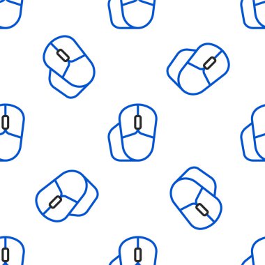 Satır Bilgisayarı fare simgesi beyaz arkaplandaki kusursuz deseni izole etti. Tekerlek sembollü optik. Renkli taslak konsepti. Vektör.