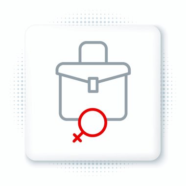 Beyaz arka planda izole edilmiş kadın simgesi için çizgi çalışması. İş kadını işi. Renkli taslak konsepti. Vektör.