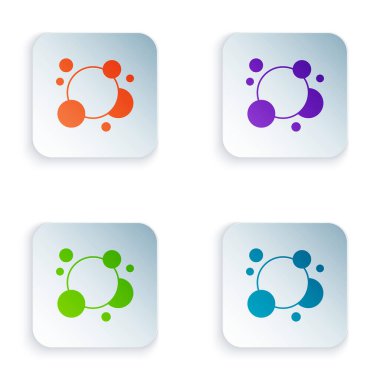 Renkli sabun köpüğü ikonu beyaz arkaplanda izole edilmiş. Kare düğmelere renkli simgeleri yerleştir. Vektör.