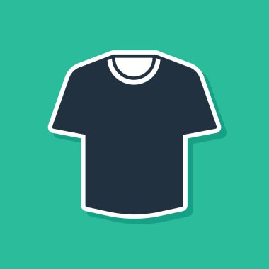Yeşil arkaplanda mavi tişört simgesi izole edildi. Vektör.