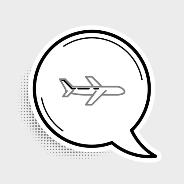 Línea Icono Plano Aislado Sobre Fondo Gris Icono Del Avión — Vector de stock