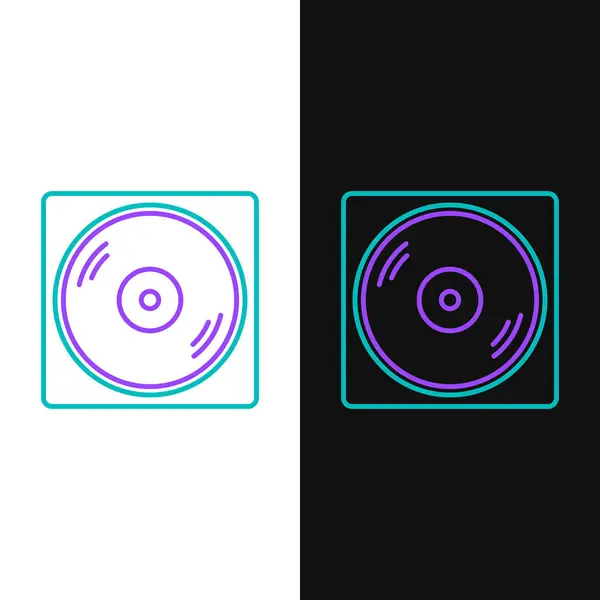 Line Vinyl Player Vinyl Disk Icon Isolated White Black Background — Stock Vector