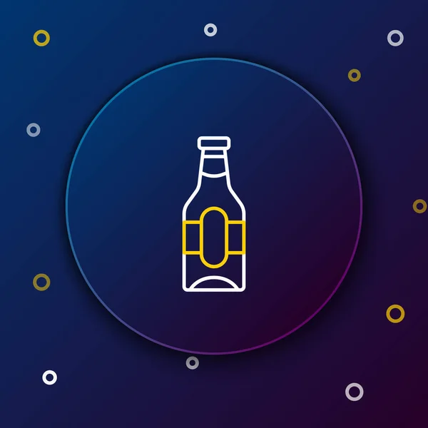 Line Beer Bottle Icon Isolated Blue Background Colorful Outline Concept — Stock Vector