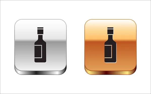 Black Jewish Wine Bottle Icon Isolated White Background Silver Gold — Stock Vector