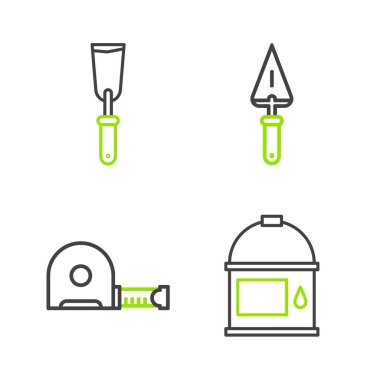 Boya kovası, rulet inşaatı, Trowel ve Macun bıçağı ikonu. Vektör