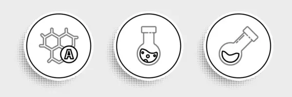 Установить Линию Пробирки Фляжки Химических Веществ Химической Формулы Значка Вектор — стоковый вектор