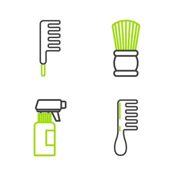 Set Line Hairbrush Hairdresser Pistol Spray Bottle Shaving Icon Vector — Stock Vector