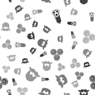 Erkekler için elektrikli tıraş bıçağı, bıyık ve sakal, havluyla rulo, bıyık ve sakal. Vektör.