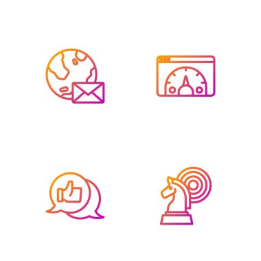 Satranç Hattı, Müşteri Ürün Derecelendirmesi, Postalı Dünya Küresi ve İnternet istatistikleri. Renk simgeleri. Vektör