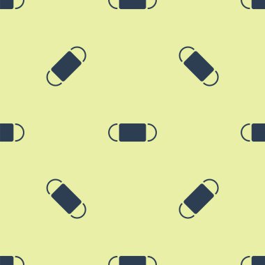 Mavi Tıbbi Koruyucu Maske ikonu sarı arka planda izole edilmiş kusursuz desen. Vektör İllüstrasyonu.